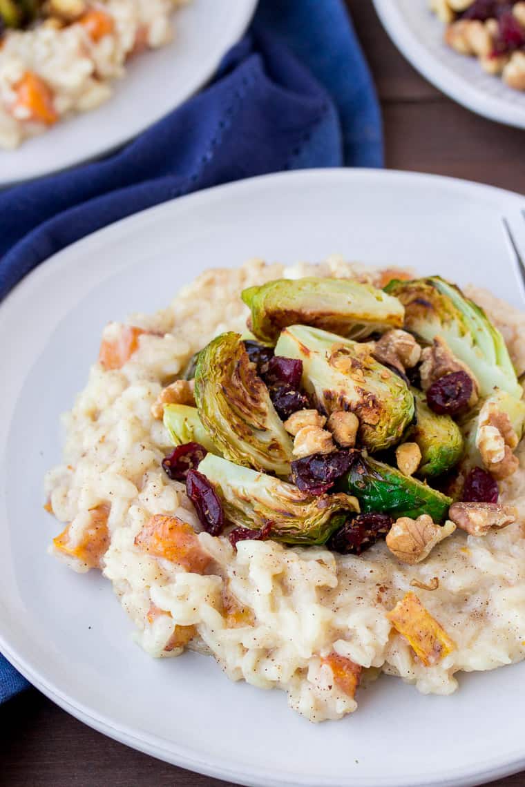 Roasted Butternut Squash Risotto with Brussels Sprouts