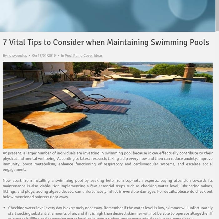 7 Vital Tips to Consider when Maintaining Swimming Pools