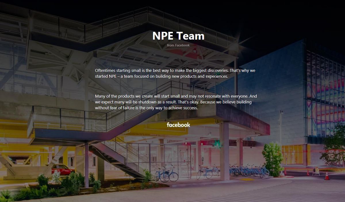 Facebook anuncia NPE Team, un labpara desarrollar nuevas aplicaciones experimentales
