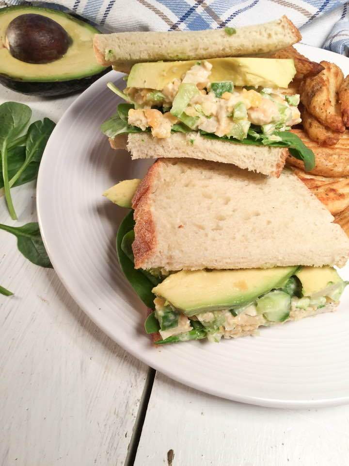 Chickpea salad & avocado sandwich