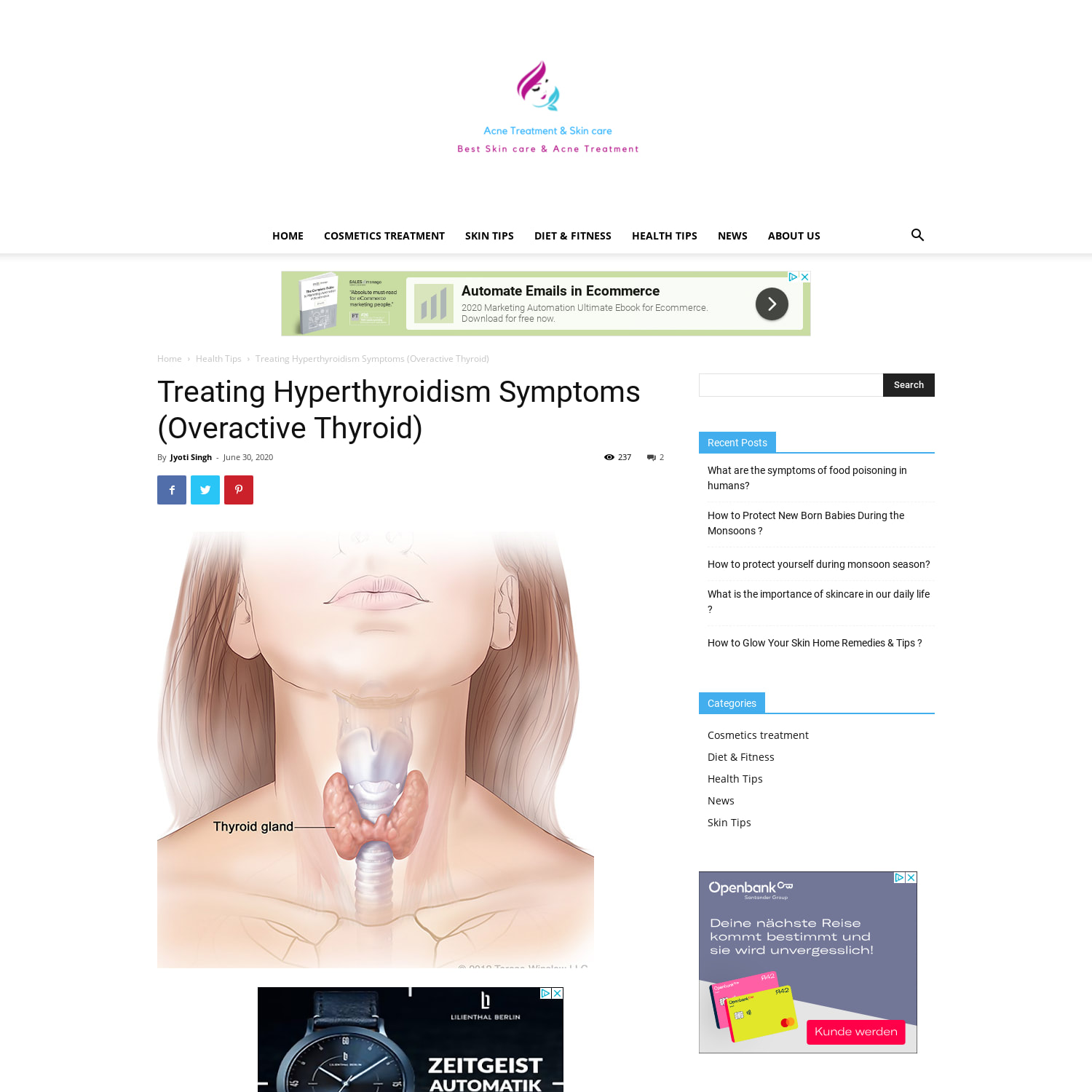 Treating Hyperthyroidism Symptoms (Overactive Thyroid) - Skin Care