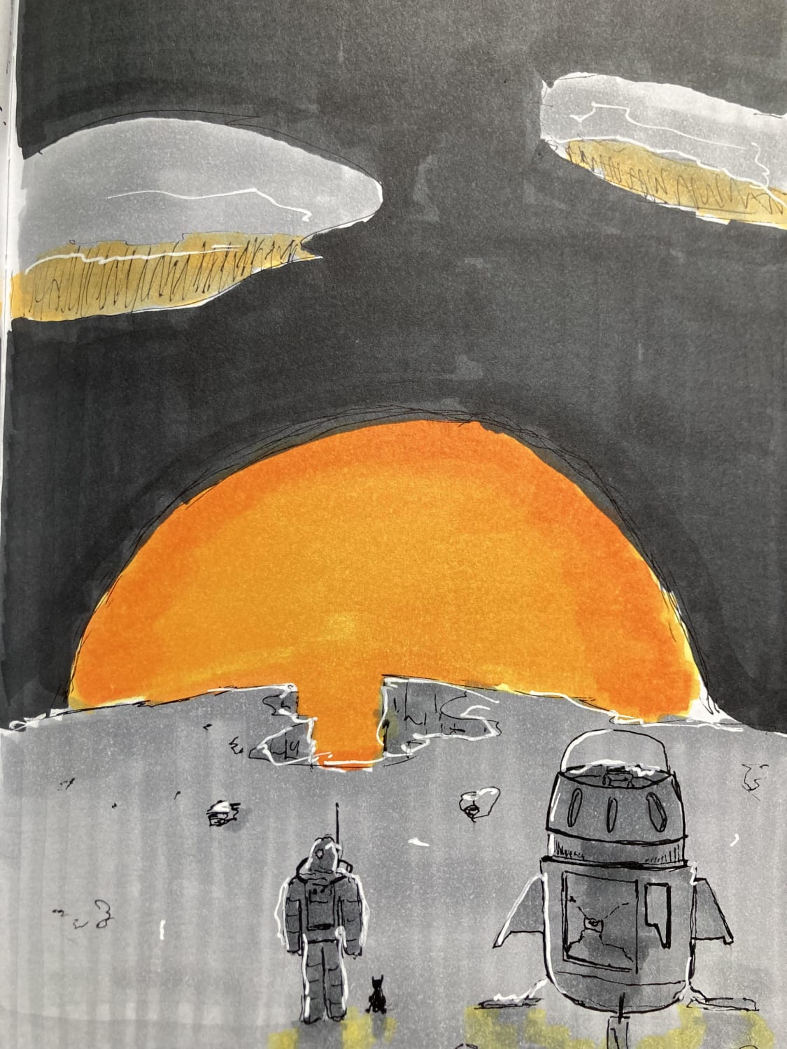 The last day on earth. I used copics and a pilot hitec pen