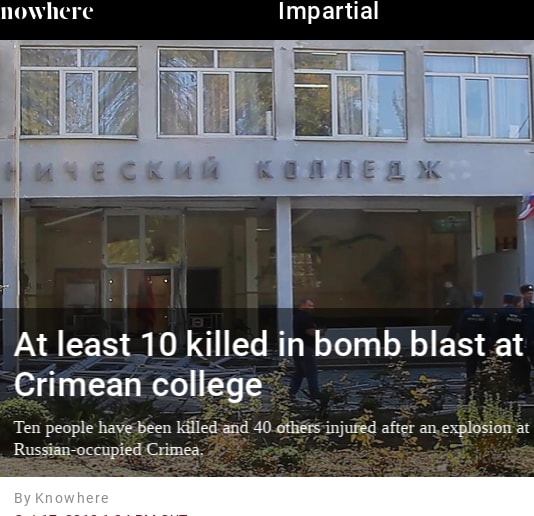 At least 10 killed in bomb blast at Crimean college
