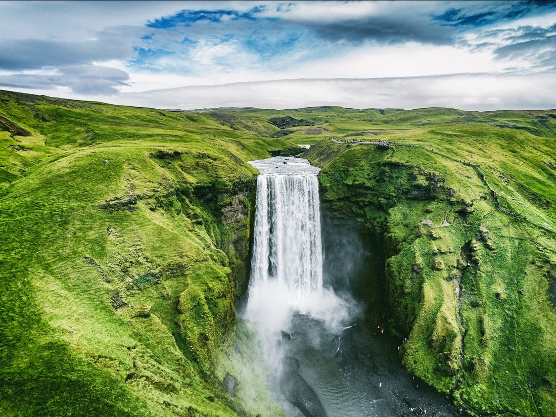 Skógafoss Waterfall in Iceland , Such a Beautiful World!!