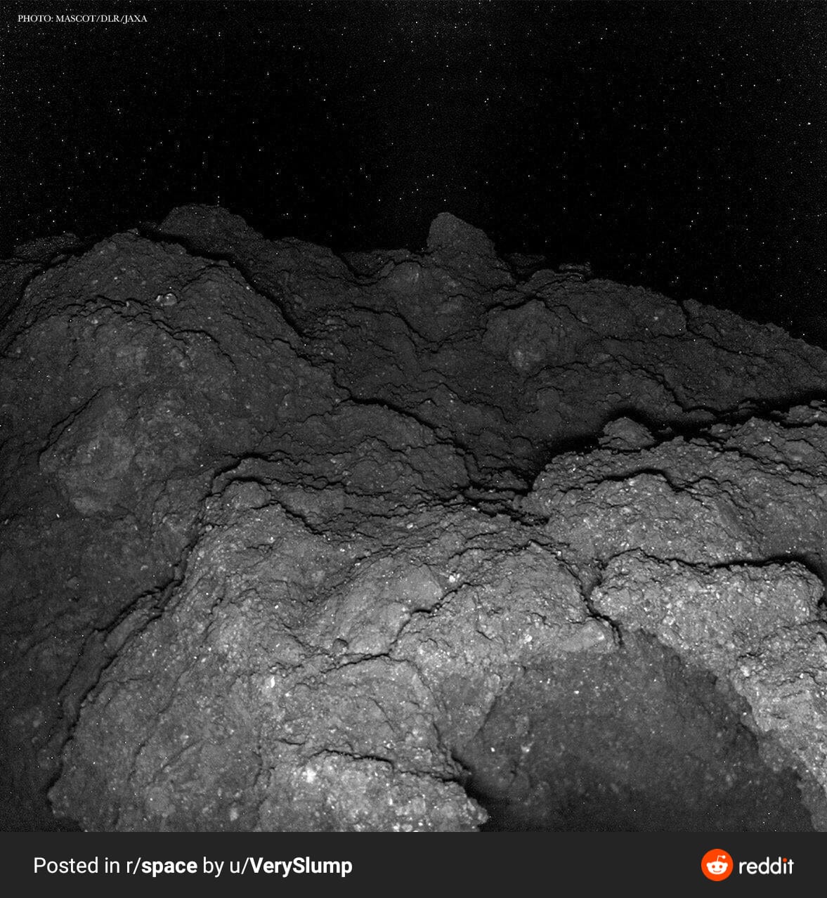 The surface of an asteroid.