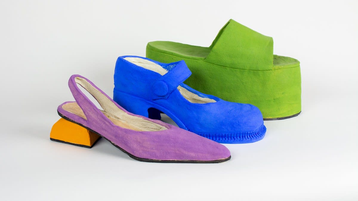 this artist makes color-drenched sculptures of your favorite designer shoes