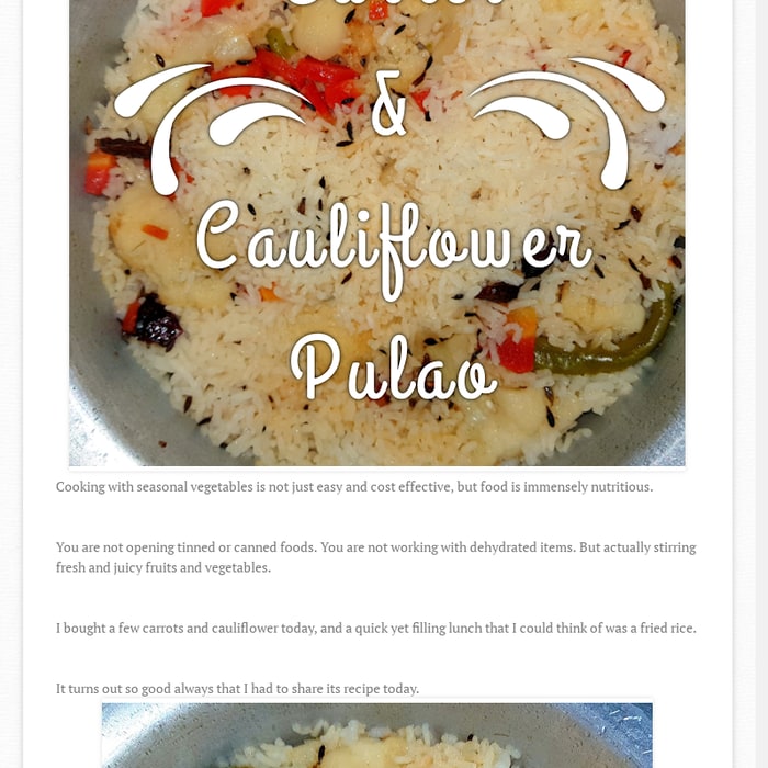 Recipe 71: Carrot & Cauliflower Fried Rice ~ Spices n Secrets