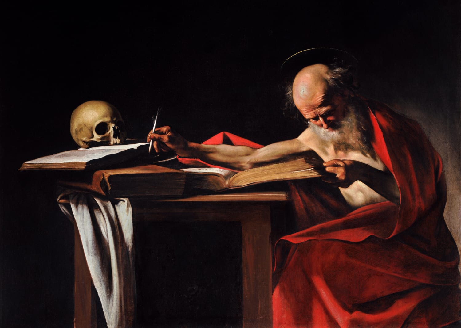 Saint Jerome Writing, Caravaggio, 1608,