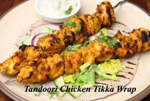 Tandoori Chicken Tikka Wrap Recipe with Mint Raita