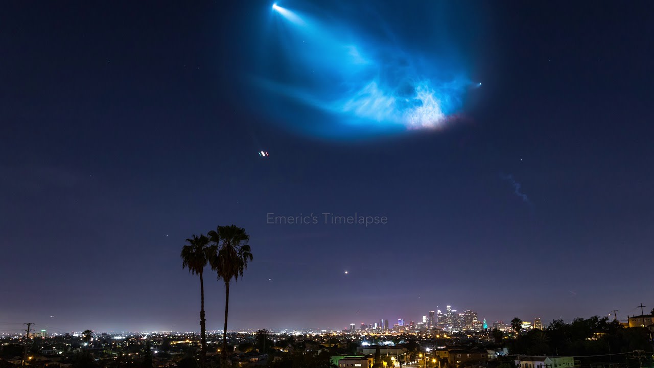 SpaceX Falcon 9 Timelapse Above Downtown Los Angeles in 4K