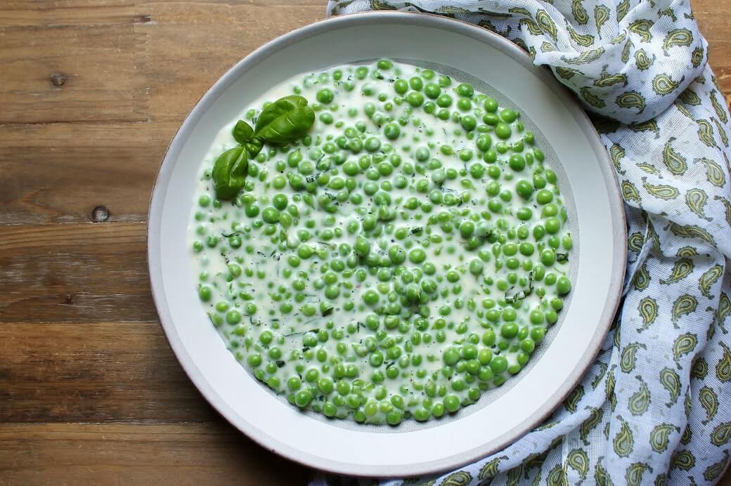 Grandma's Creamed Fresh Peas with Basil - Dish 'n' the Kitchen