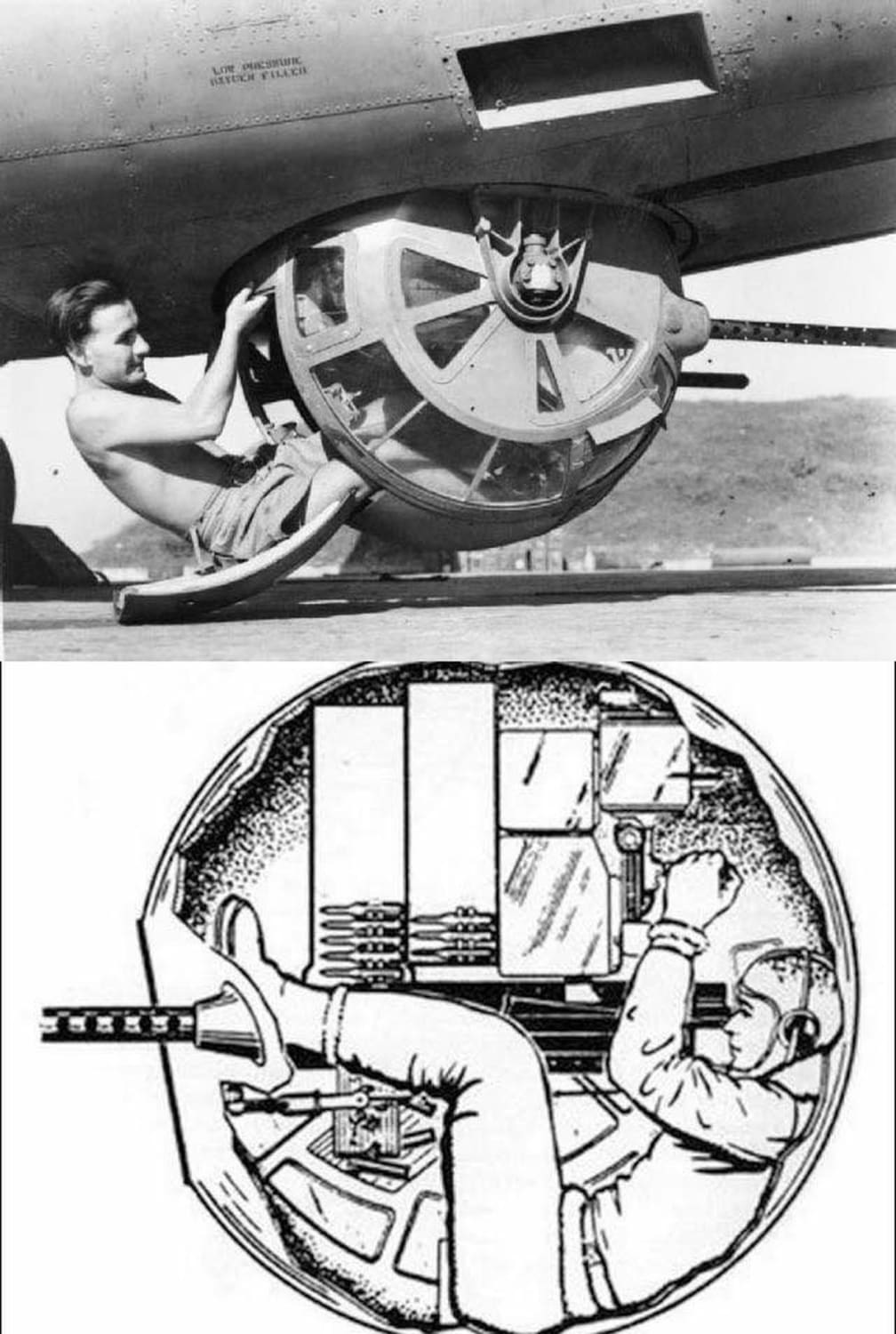 B-17 ball turret gunner.