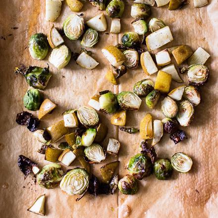 Roasted Brussels Sprouts and Pears Salad