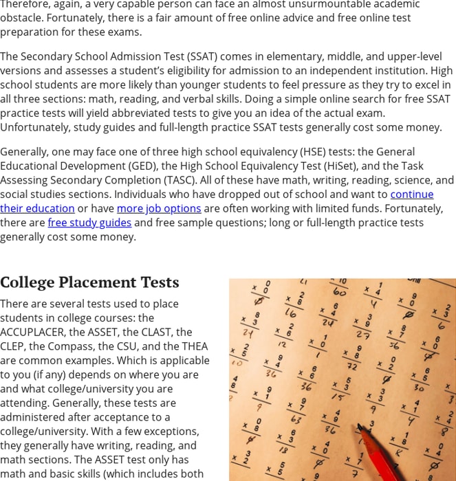 Free Online Test Preparation for High School and Early College Students - Life-Enhancing Ideas