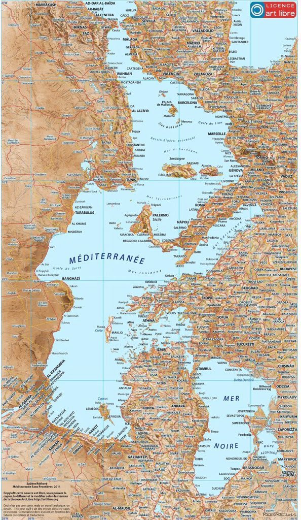 This map centered around the Mediterranean Sea