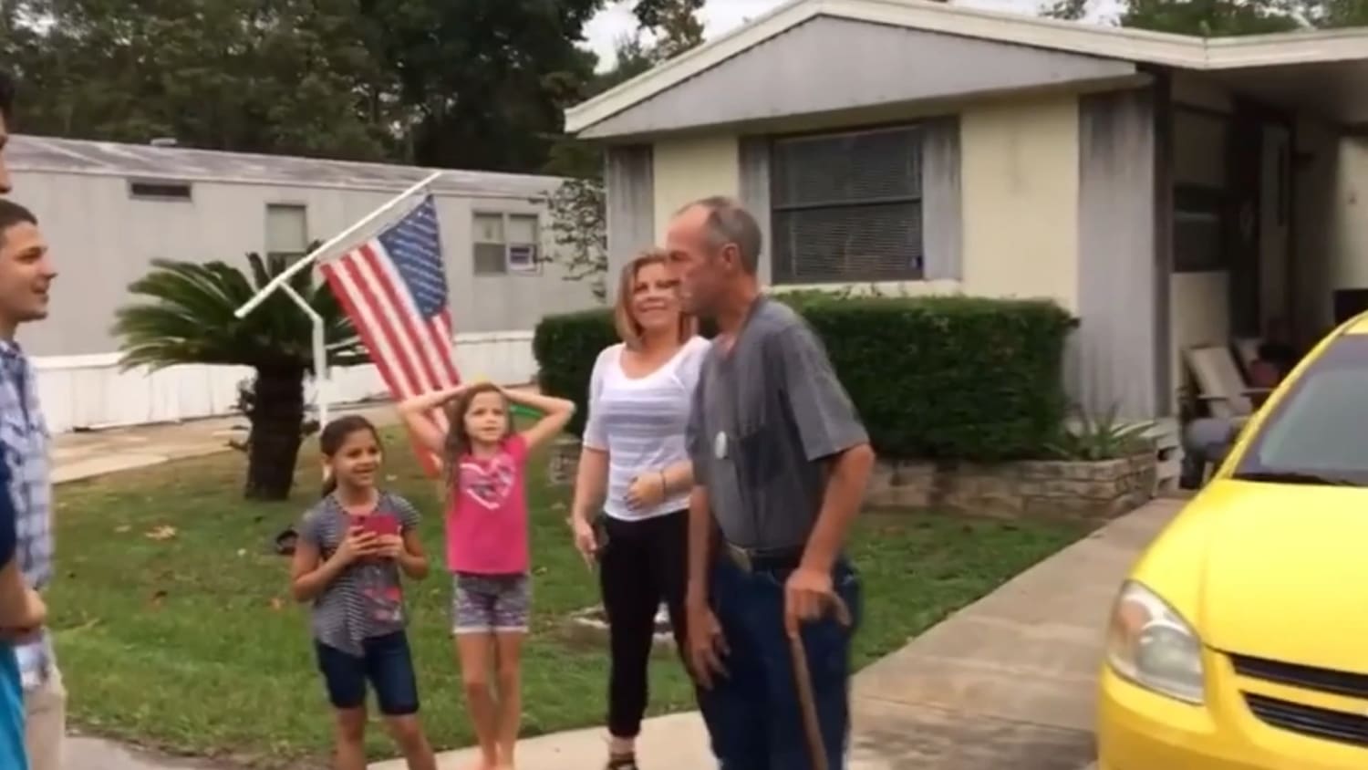 Former Marine is surprised by his Marine son returning home