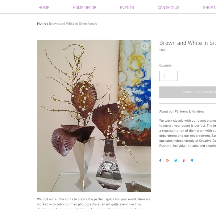 Brown and White in Silver Vases