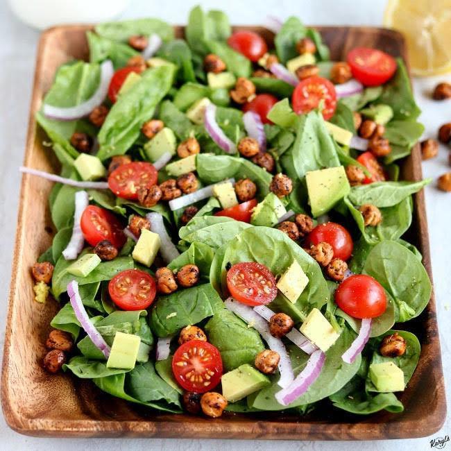 Roasted Chickpea Spinach Salad by Karyl's Kulinary Krusade