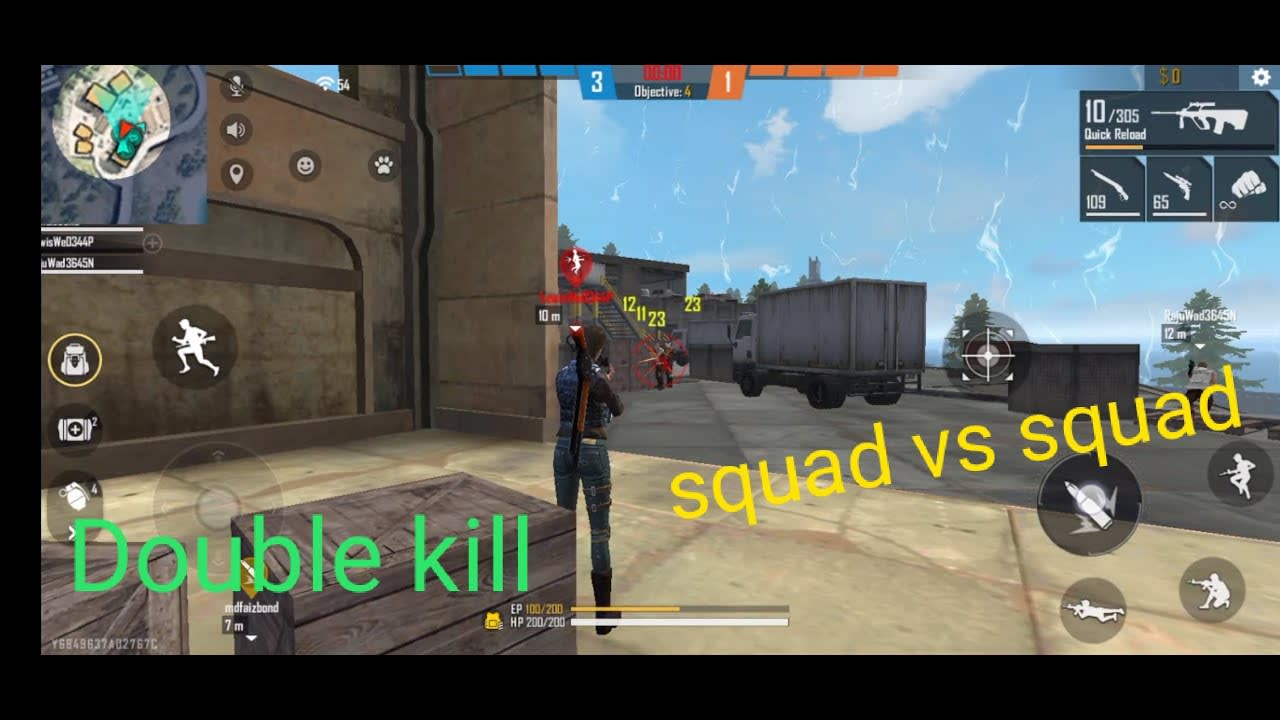 Free Fire squad vs squad/Double kill/ Booyah