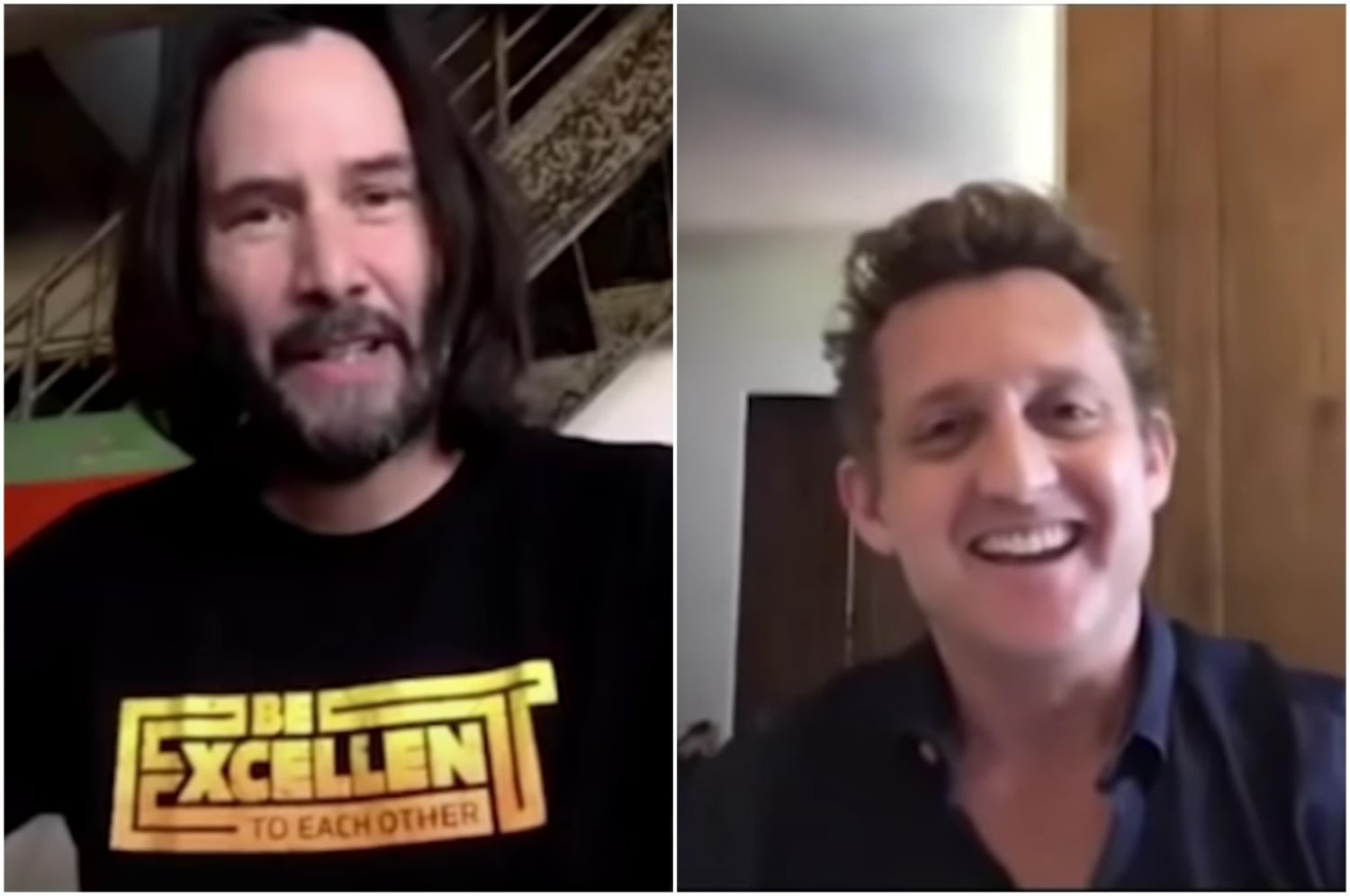 Keanu Reeves and Alex Winter tell high school graduating class to 'be excellent to each other'