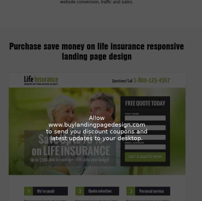 save money on life insurance responsive landing page design