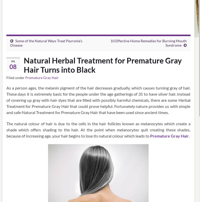 Natural Herbal Treatment for Premature Gray Hair Turns into Black - Herbs Solutions By Nature