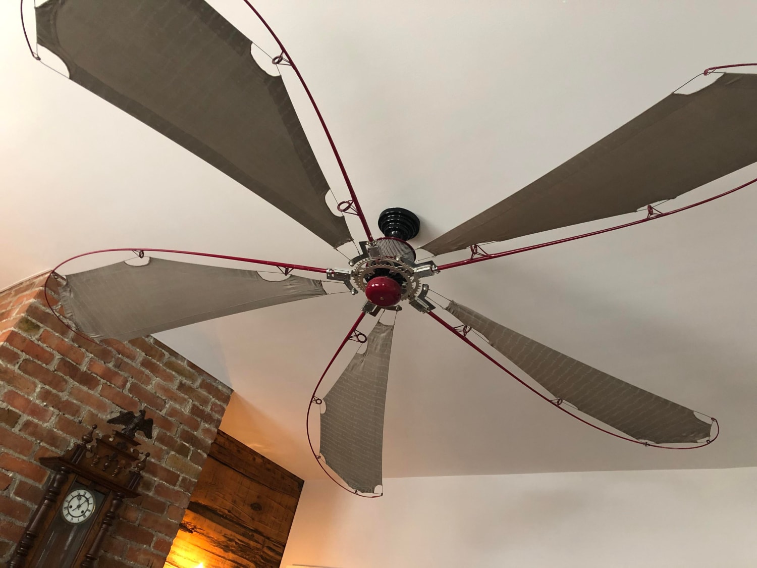Fan made from fishing poles and a bicycle sprocket