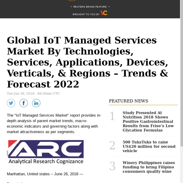 Global IoT Managed Services Market By Technologies, Services, Applications, Devices, Verticals,