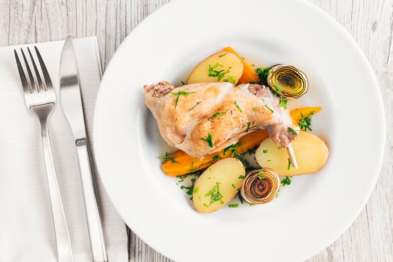 Braised Rabbit Leg With Leeks and Carrot
