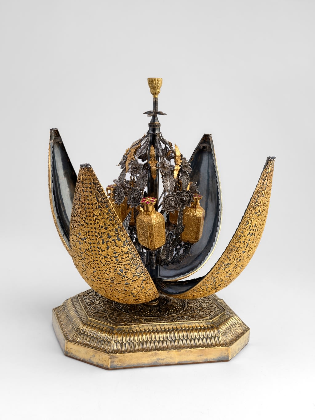 Golden Lotus Shaped Perfume Holder, India, 1875