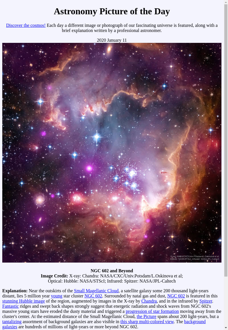 APOD: 2020 January 11 - NGC 602 and Beyond