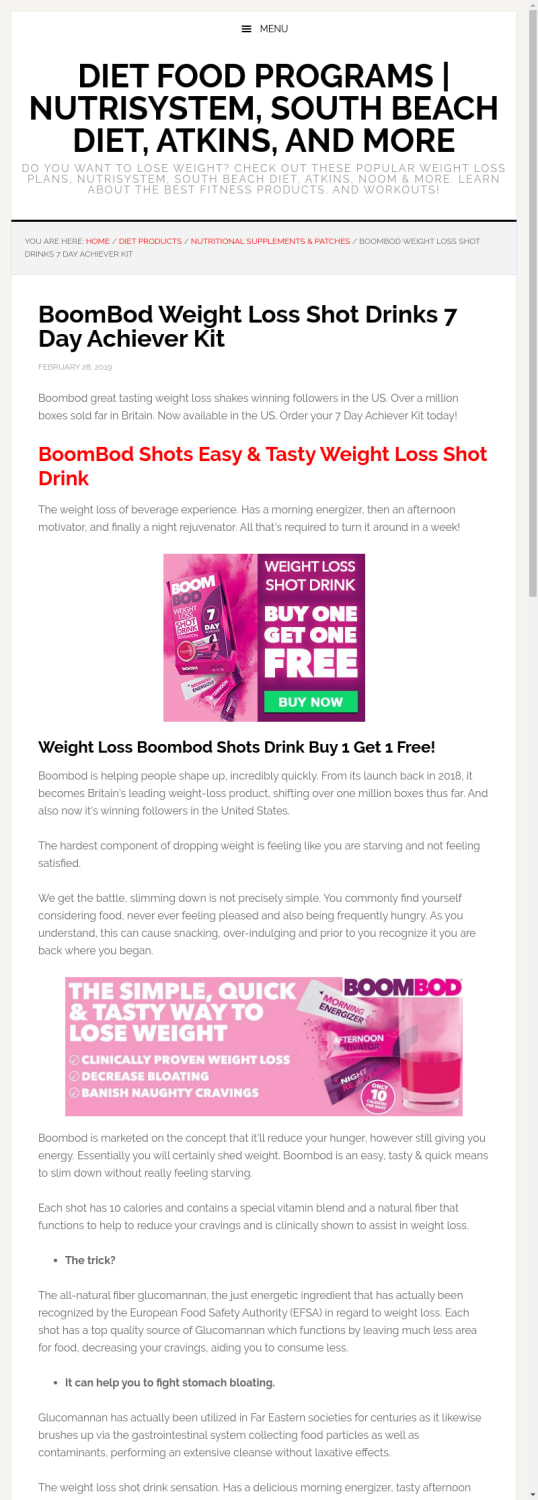 Boombod 7 and 14 Day Weight Loss Shot Drinks Achiever Kits