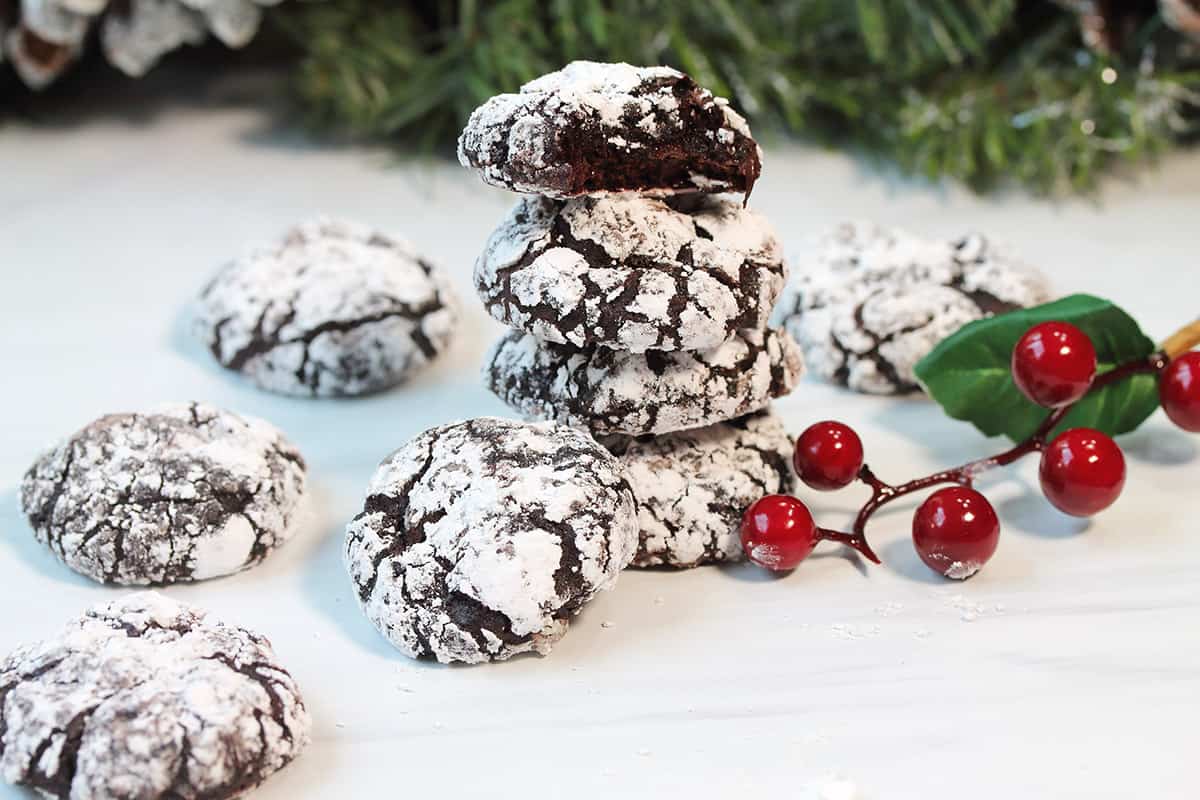 Double Chocolate Crinkle Cookies