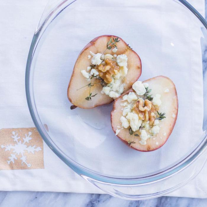 Honey Glazed Baked Pears with Gorgonzola and Walnuts