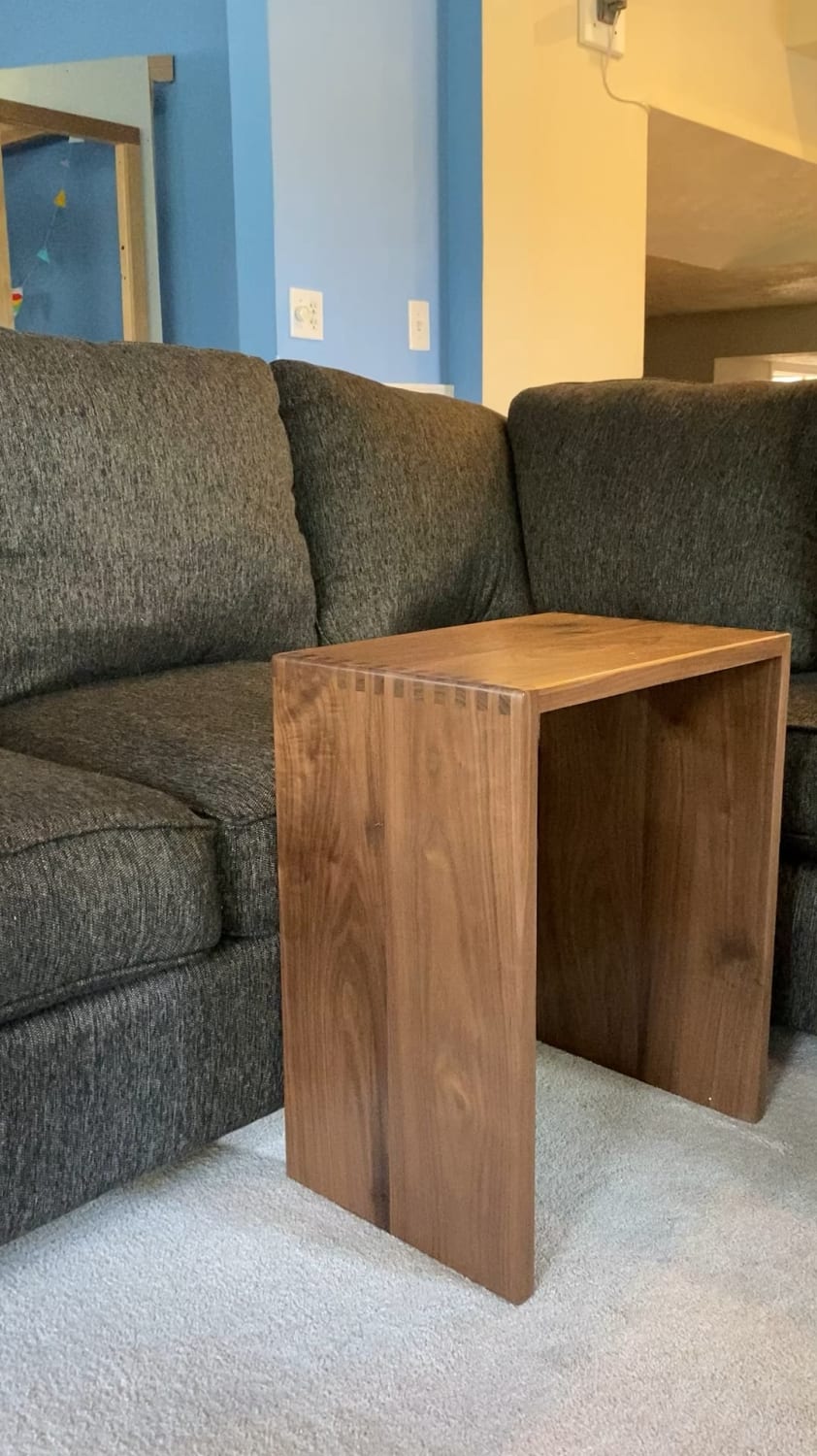 I made a little side table for my sectional.