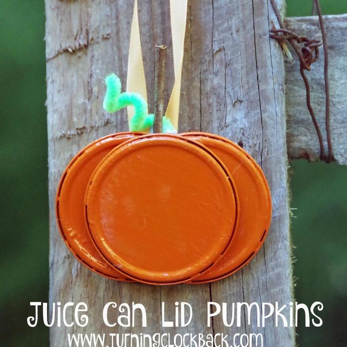Easy Pumpkin Craft Idea Using Juice Can Lids