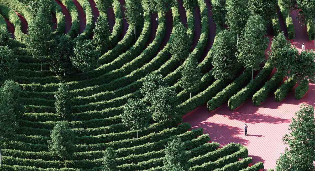 Green Maze Design for City Parks Helps People Maintain Physical Distancing During Pandemic