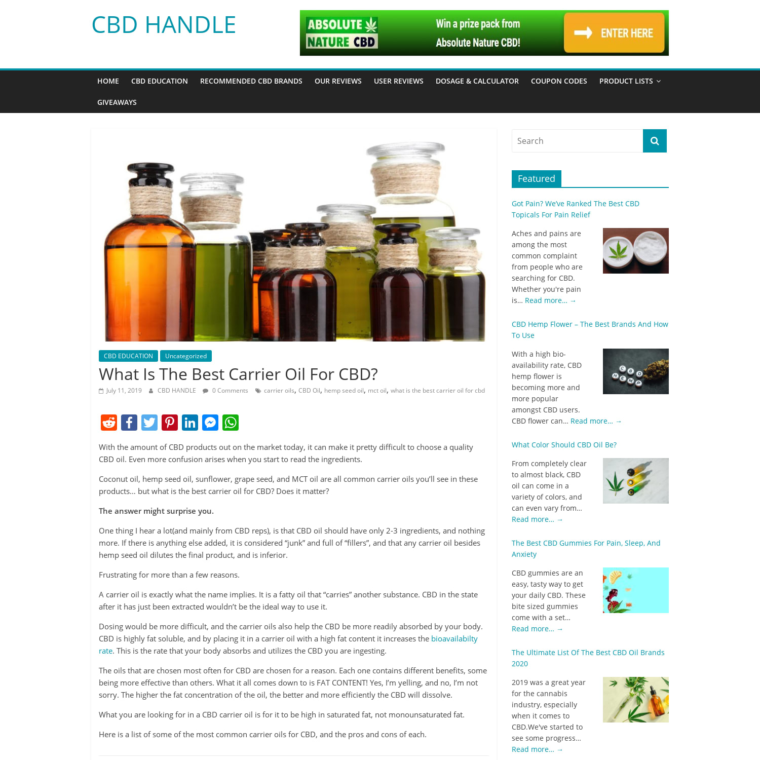 What Is The Best Carrier Oil For CBD?