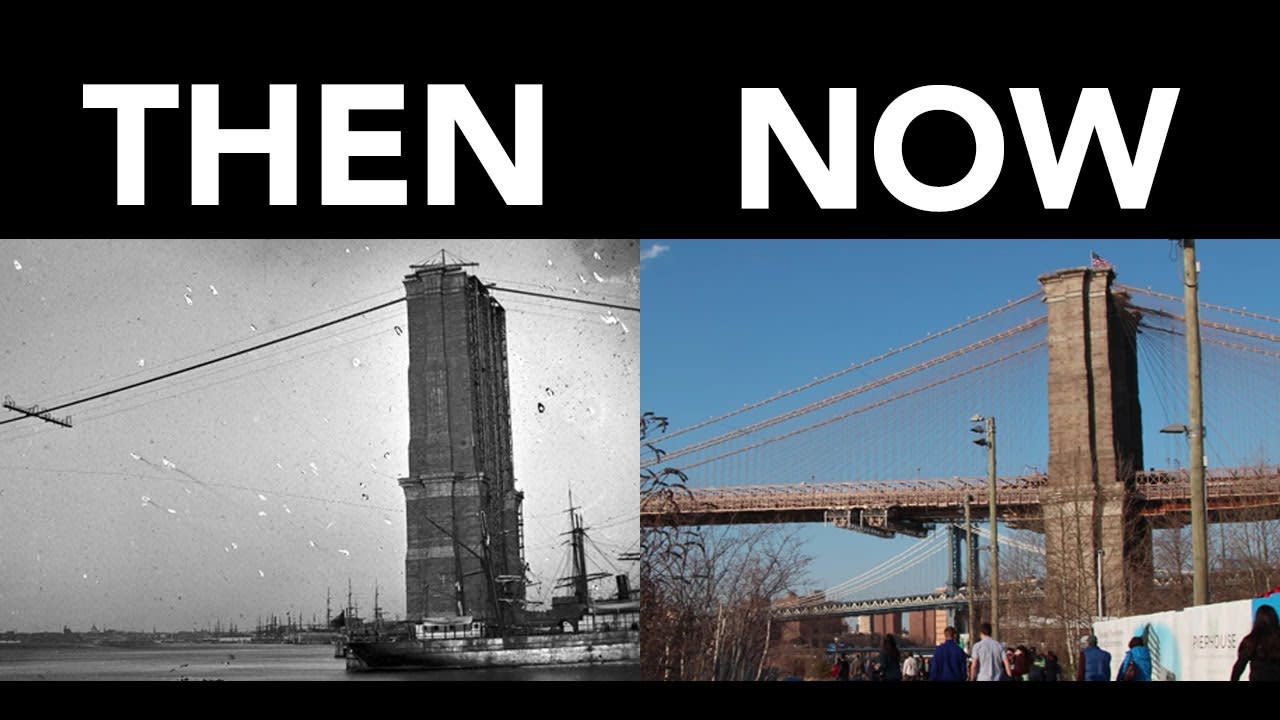 140-year-old photos of New York City compared to present-day, with care taken to place the tripod in the same position and pointing the same angle