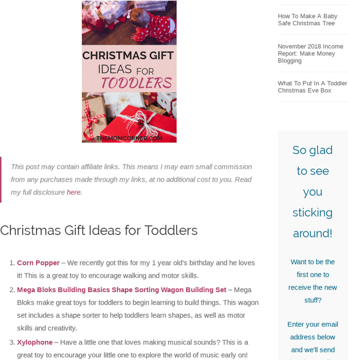 Christmas Gift Ideas for Toddlers 2018