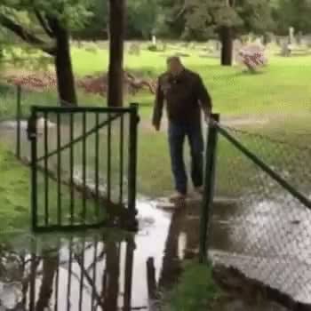 WCGW jumping over puddle