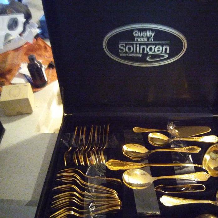 Solingen 23/24 KT Gold Plated Flatware Silverware - 71 Pieces