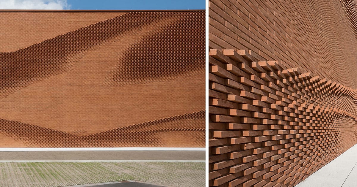 An Undulating Brick Facade Imitates the Free-Flowing Movement of Draped Fabric