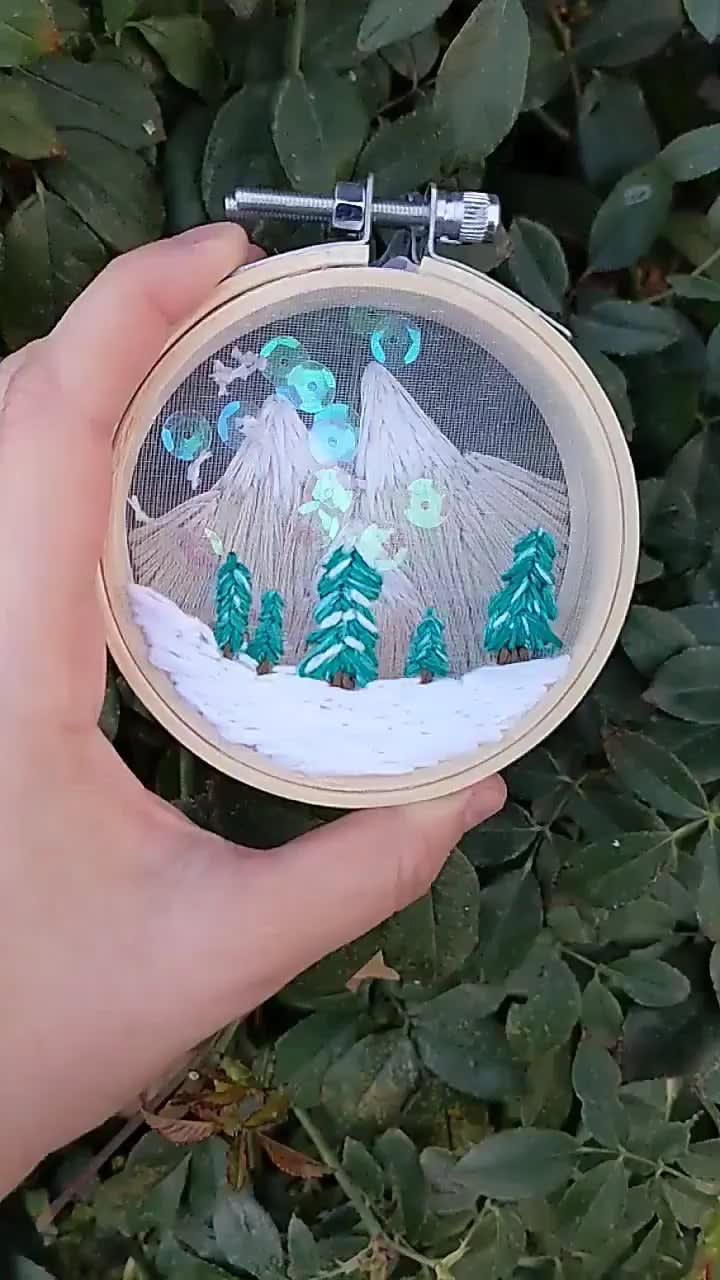 In case anyone was wondering how the Embroidery Snow Globe (sewglobe!) would look like with sequins - very cool! Going to try and sew them in a little on the next go around. credit to /u/v_MACD