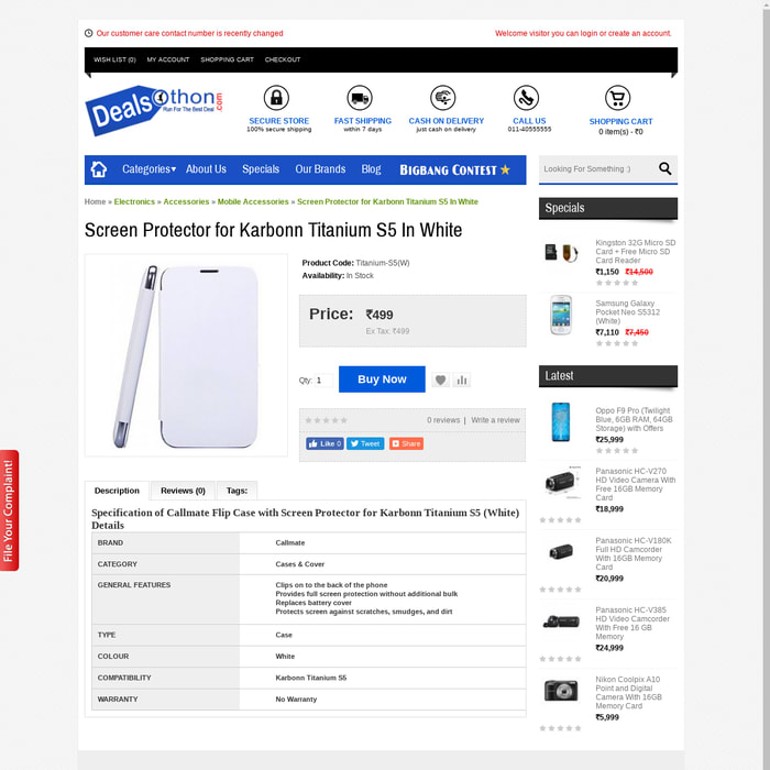 Screen Protector for Karbonn Titanium S5 In White