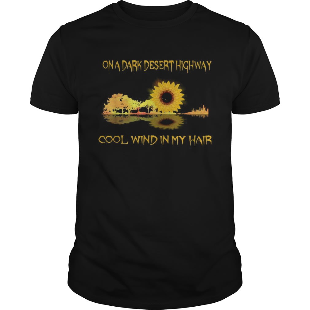 Hippie sunflower on a dark desert highway cool wind in my hair shirt