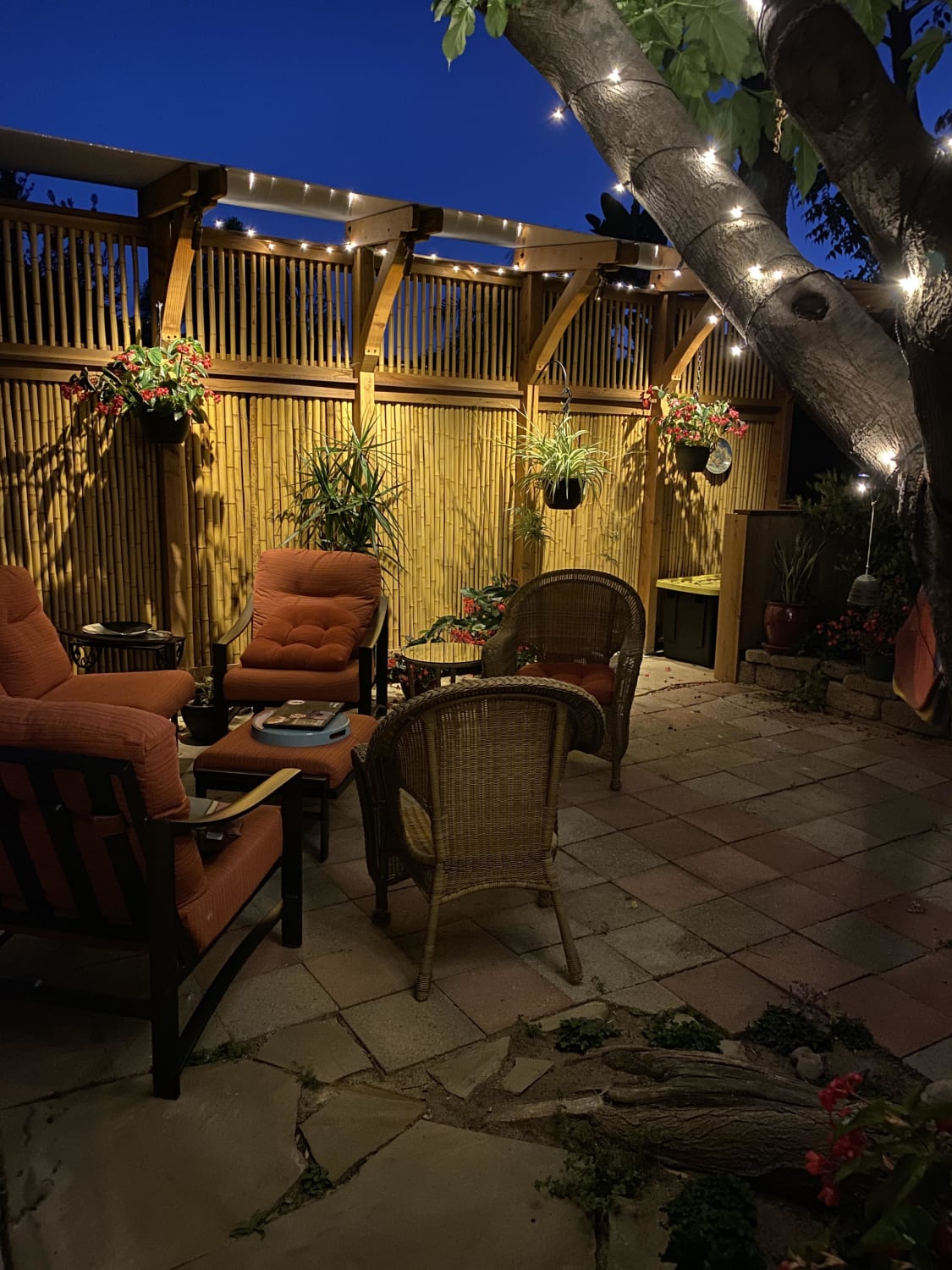 My parent’s back patio on a summer night