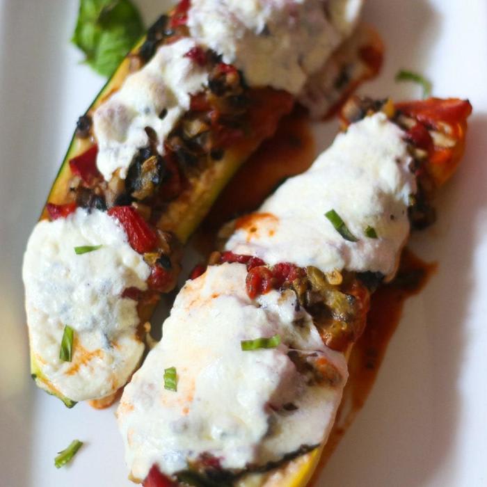 Vegetable Lasagna Stuffed Zucchini Boats