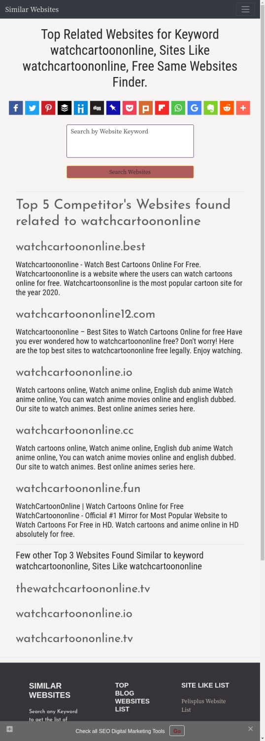 Search Sites Like watchcartoononline, Similar Websites related to watchcartoononline .