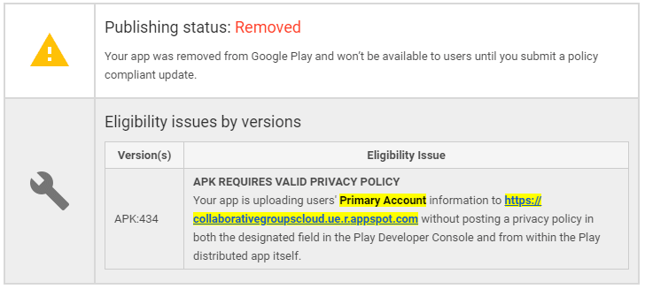 My app just got removed with no prior warning